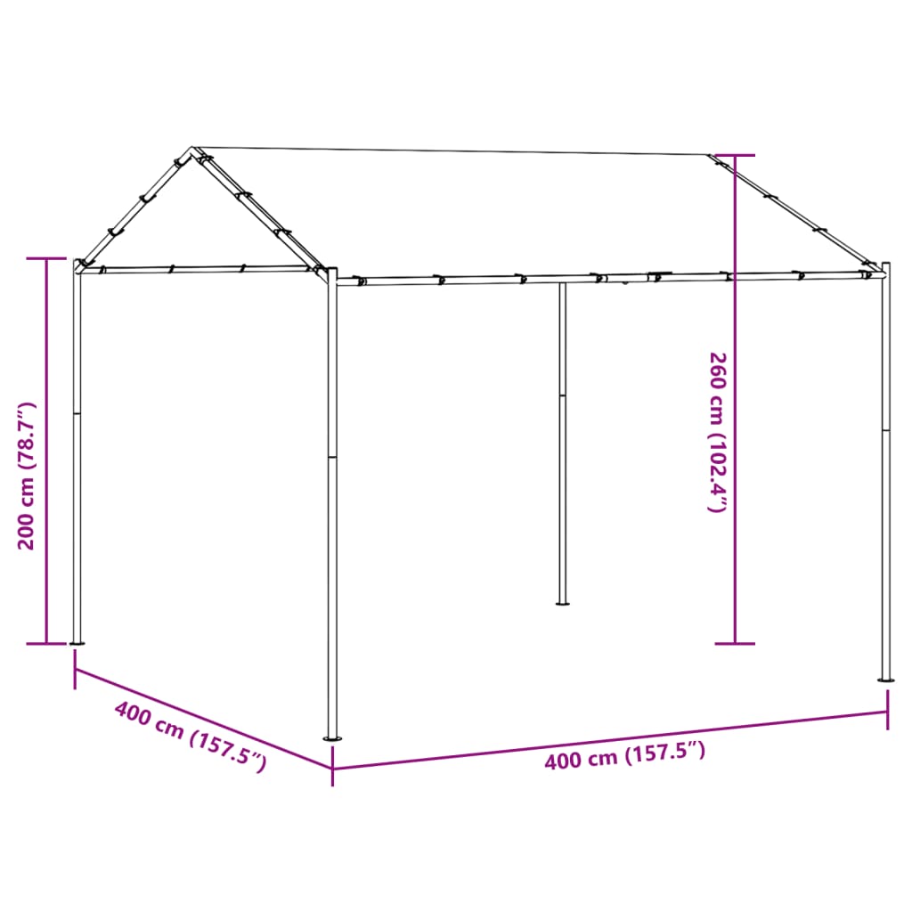 Cort pavilion, antracit, 4x4 m, oțel și material textil GartenMobel Dekor