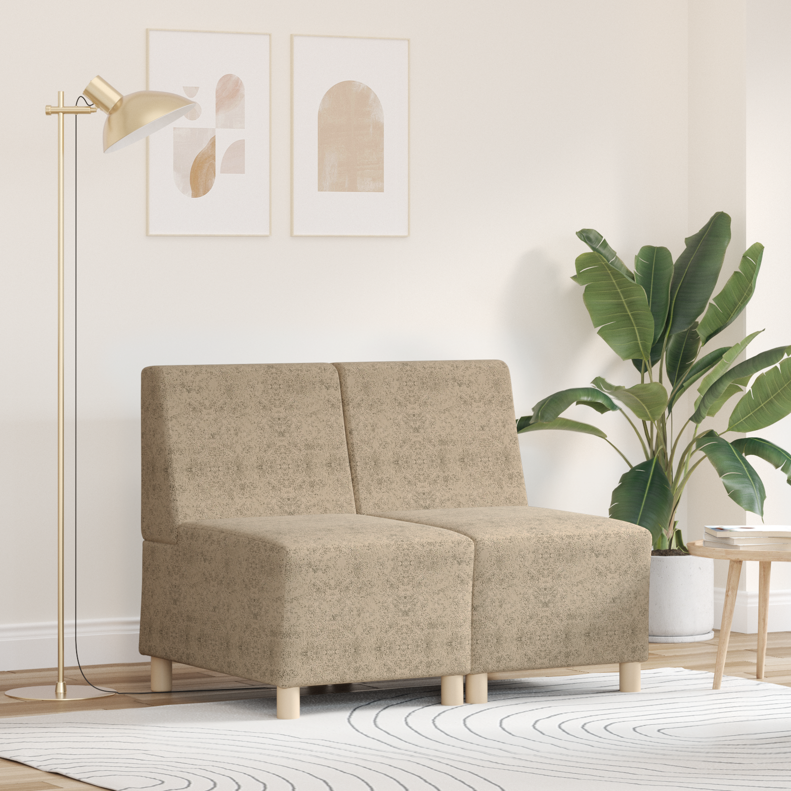 Fotoliu 2 pcs Gri deschis 55 cm Piele ecologică de suede GartenMobel Dekor