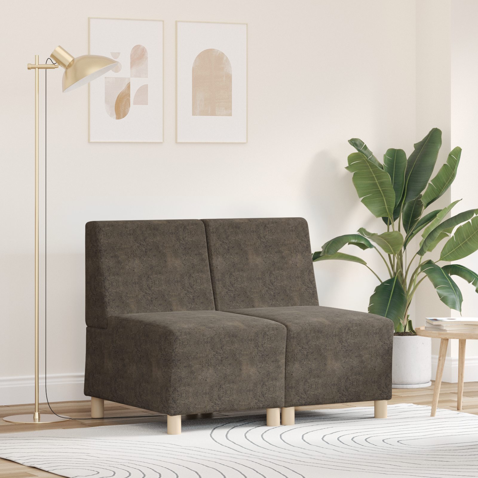 Fotoliu 2 pcs Gri închis 55 cm Piele ecologică de suede GartenMobel Dekor