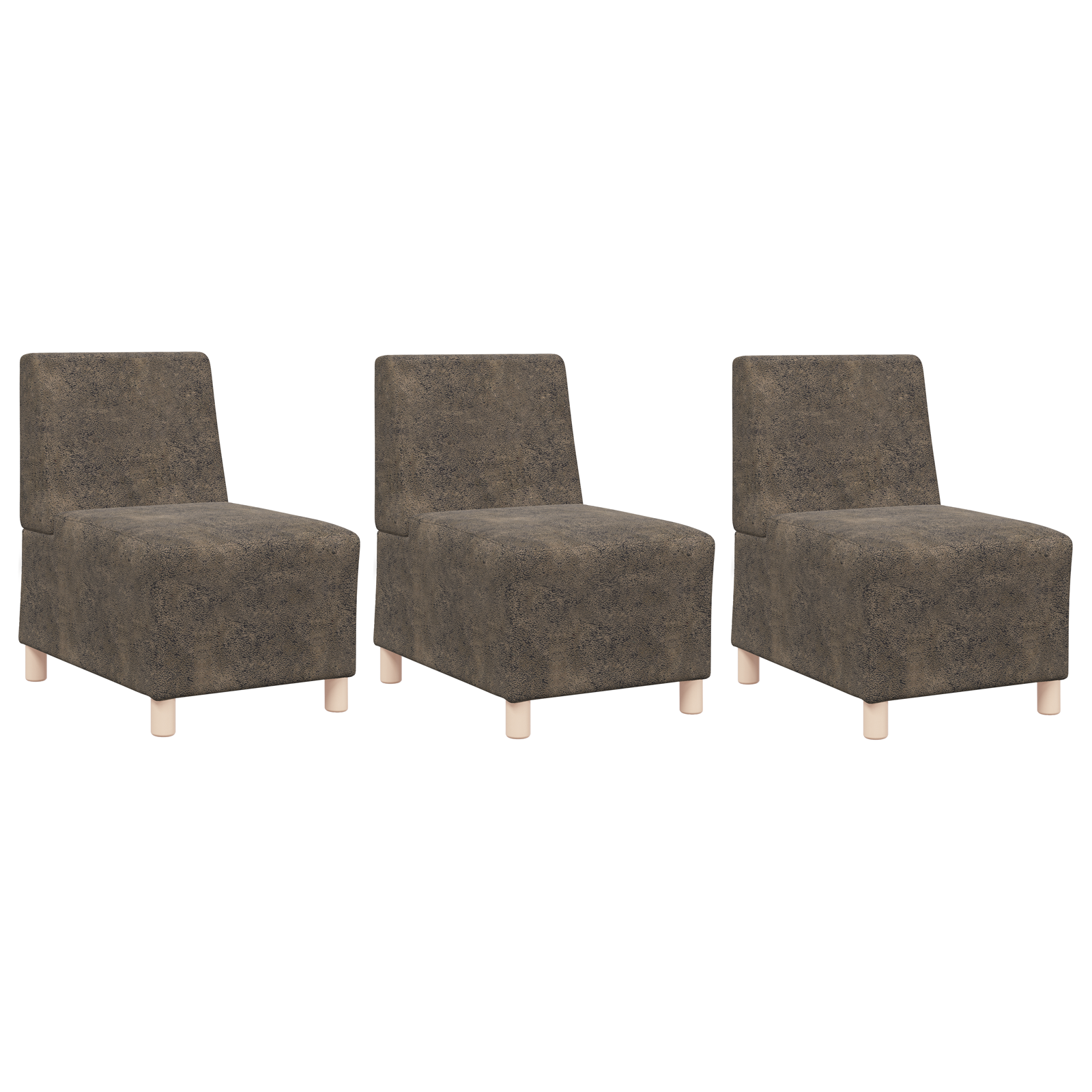 Fotoliu 3 pcs Gri închis 55 cm Piele ecologică de suede GartenMobel Dekor