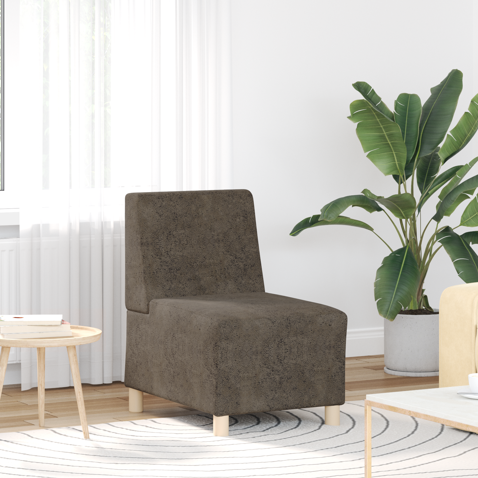Fotoliu 3 pcs Gri închis 55 cm Piele ecologică de suede GartenMobel Dekor