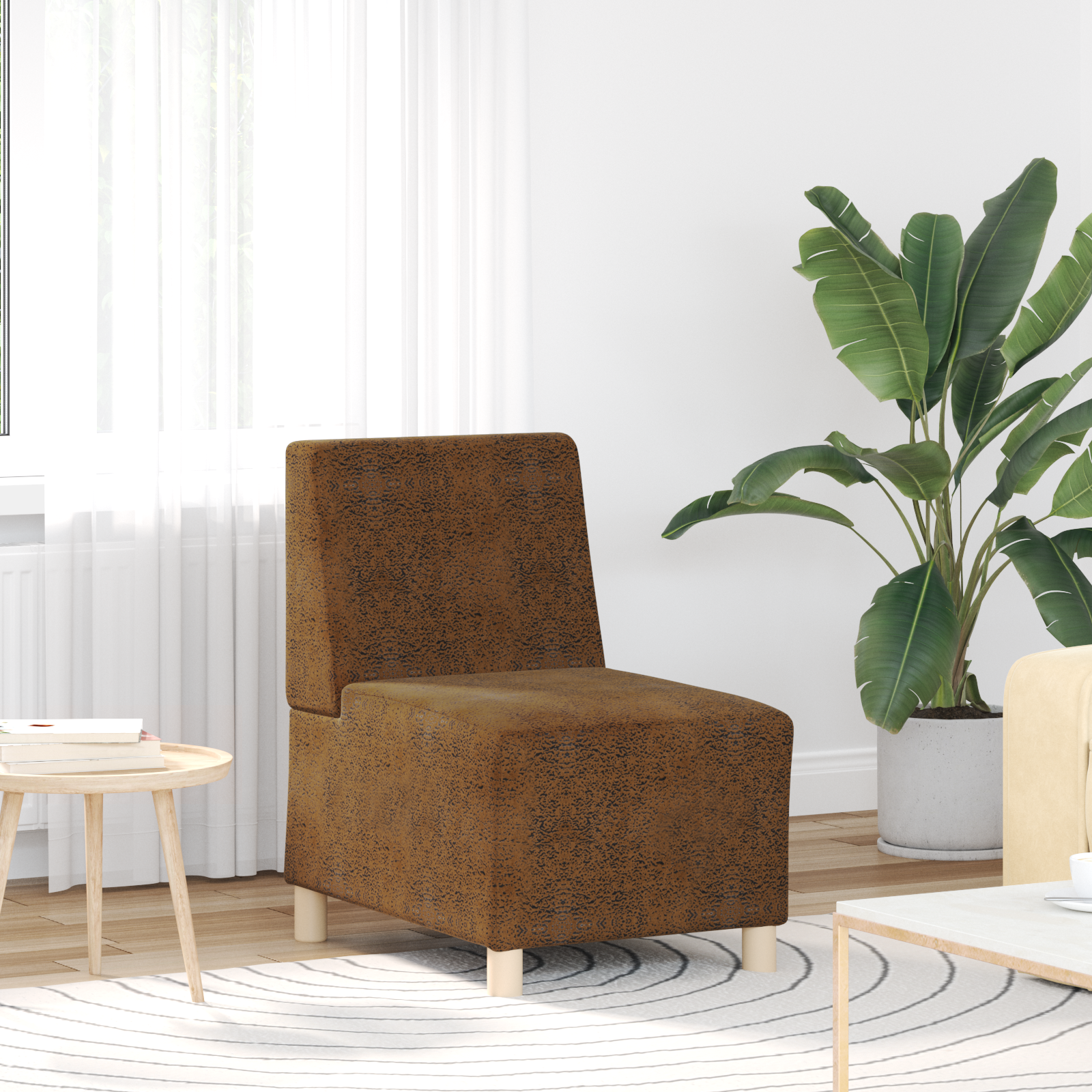 Fotoliu cu pernă 3 pcs Maro 55 cm Piele ecologică de suede GartenMobel Dekor