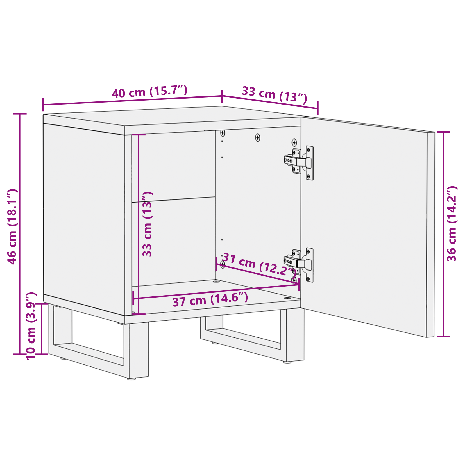 Mese de noptieră 2 pcs natural 40 x 33.5 x 46 cm GartenMobel Dekor