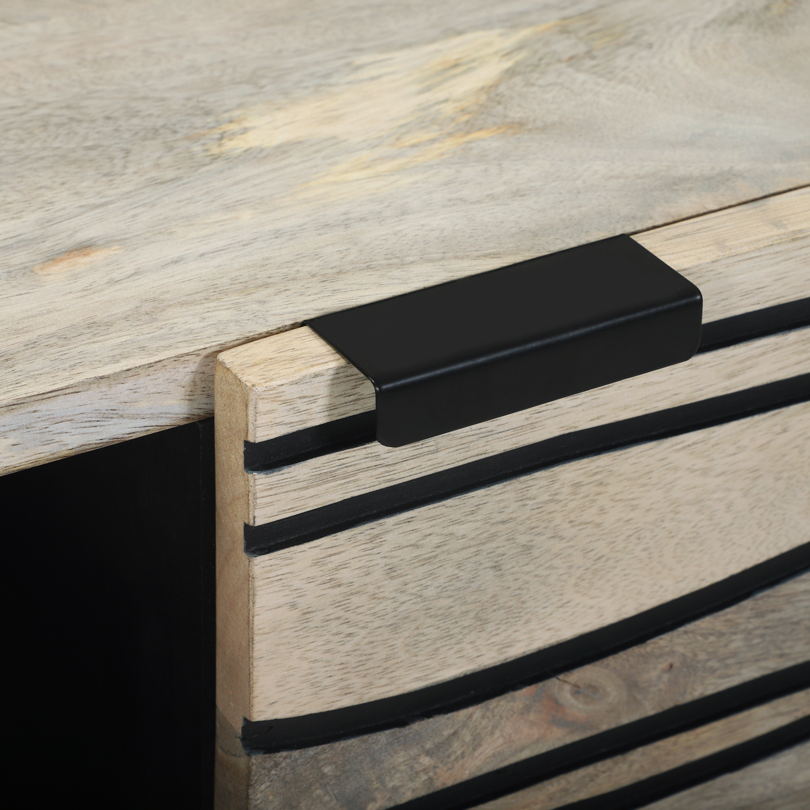 Masă de cafea Alb, Negru 80 x 50 x 40 cm Lemn de mango solid GartenMobel Dekor