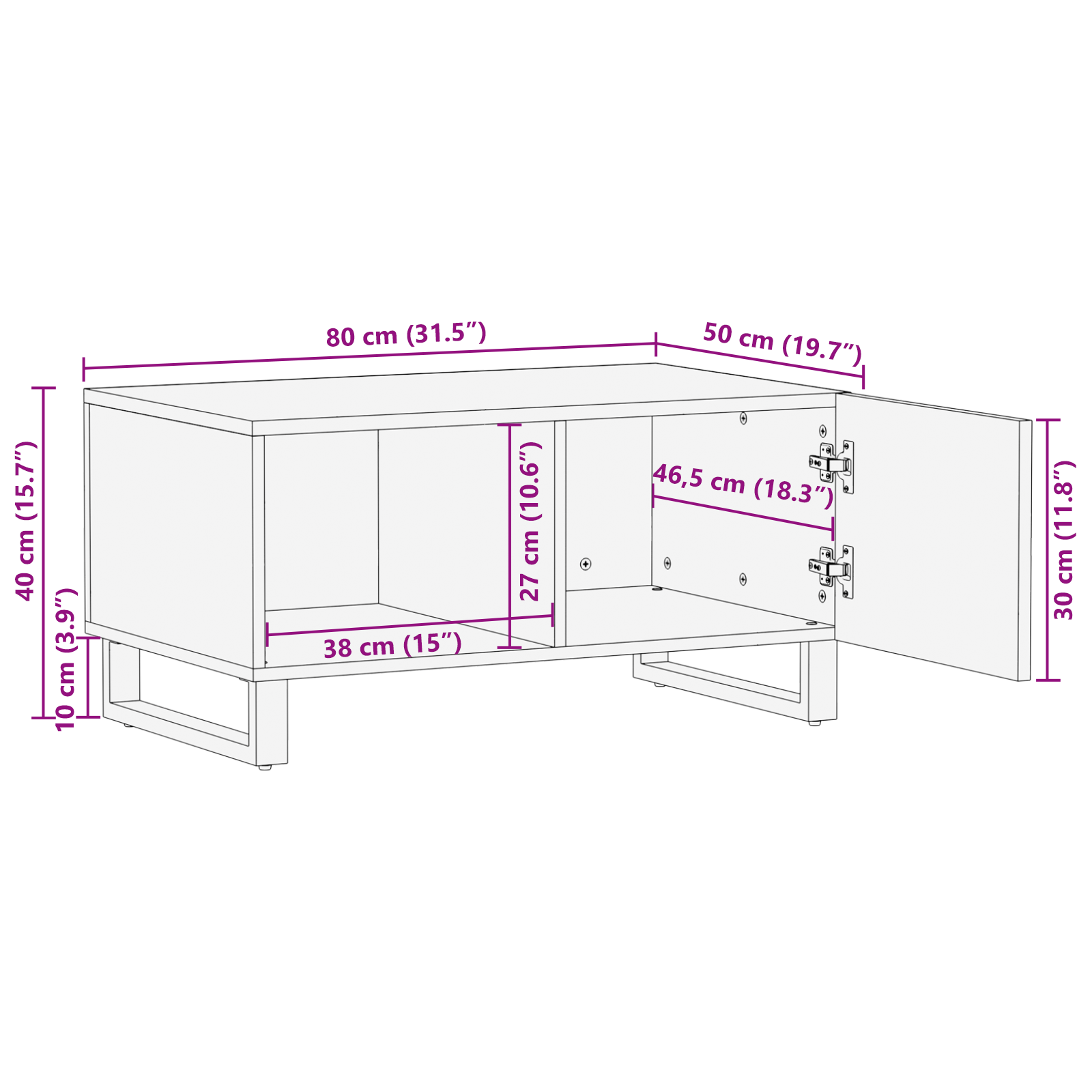 Masă de cafea Alb, Negru 80 x 50 x 40 cm Lemn de mango solid GartenMobel Dekor
