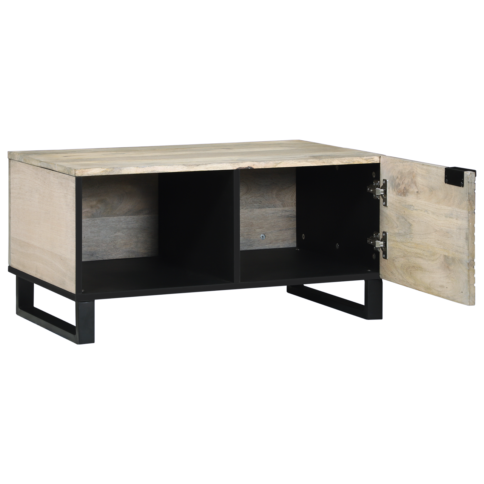 Masă de cafea Alb, Negru 80 x 50 x 40 cm Lemn de mango solid GartenMobel Dekor
