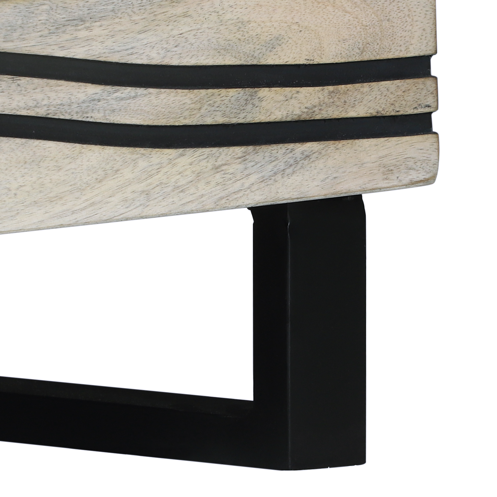 Masă de cafea Alb, Negru 80 x 50 x 40 cm Lemn de mango solid GartenMobel Dekor