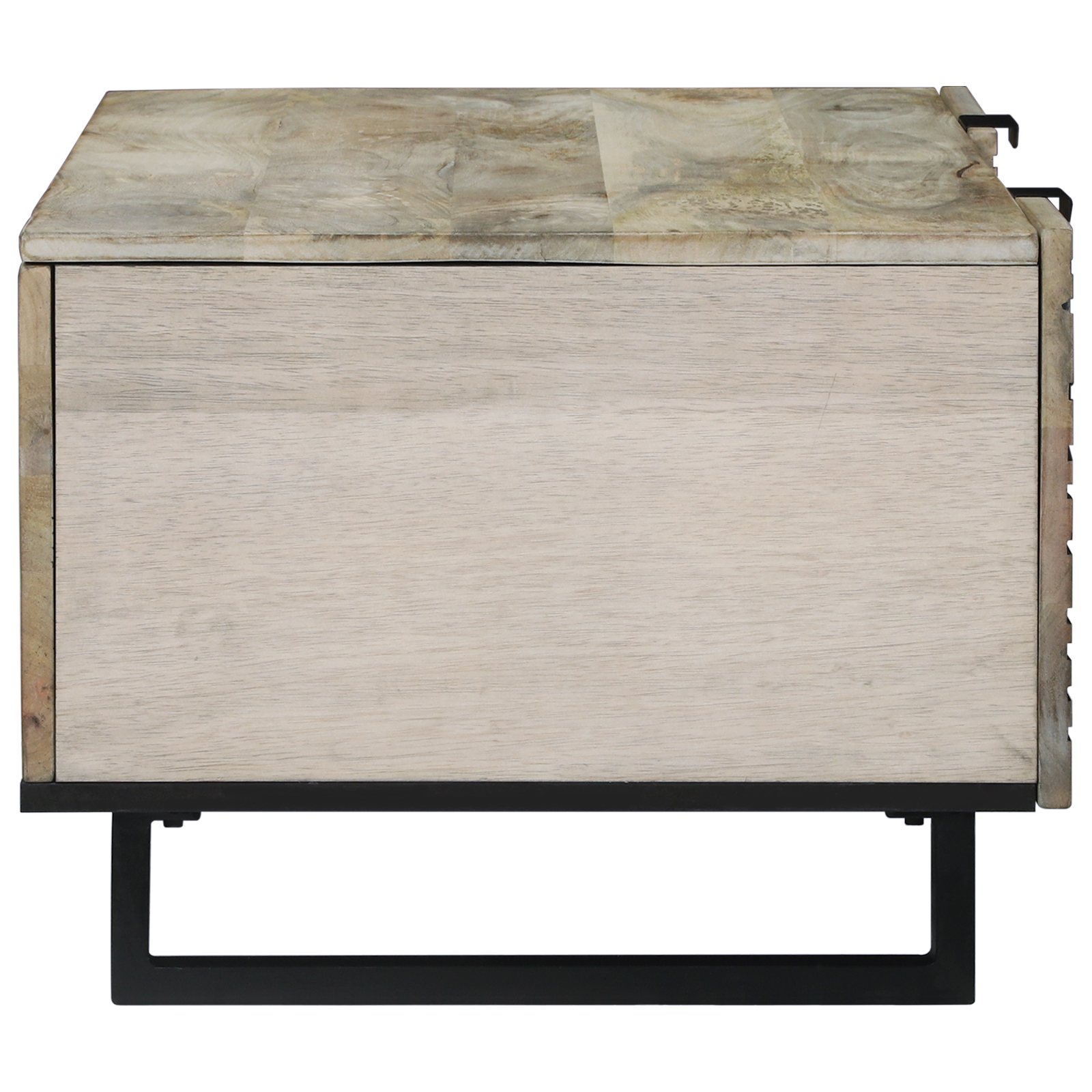 Masă de cafea cu raft cu depozitare cu ușă Alb, Negru 100 x 50 x 40 cm GartenMobel Dekor