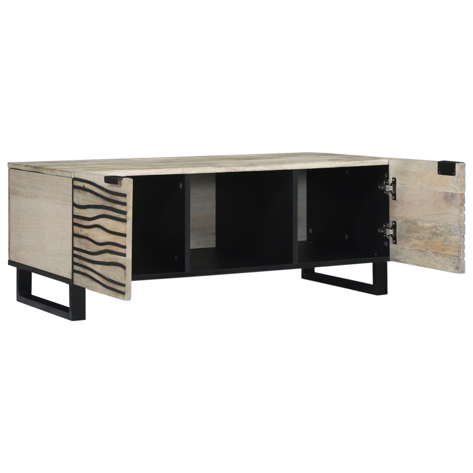 Masă de cafea cu raft cu depozitare cu ușă Alb, Negru 100 x 50 x 40 cm GartenMobel Dekor