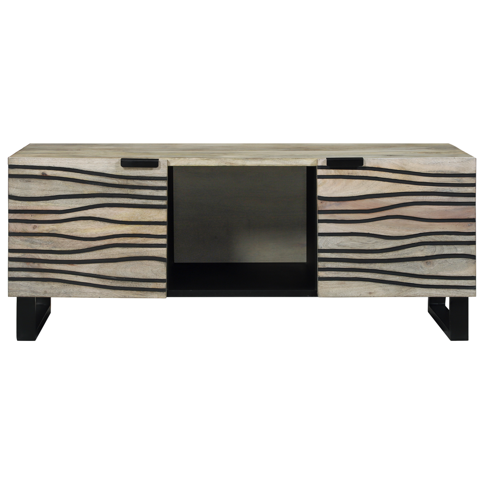 Masă de cafea cu raft cu depozitare cu ușă Alb, Negru 100 x 50 x 40 cm GartenMobel Dekor