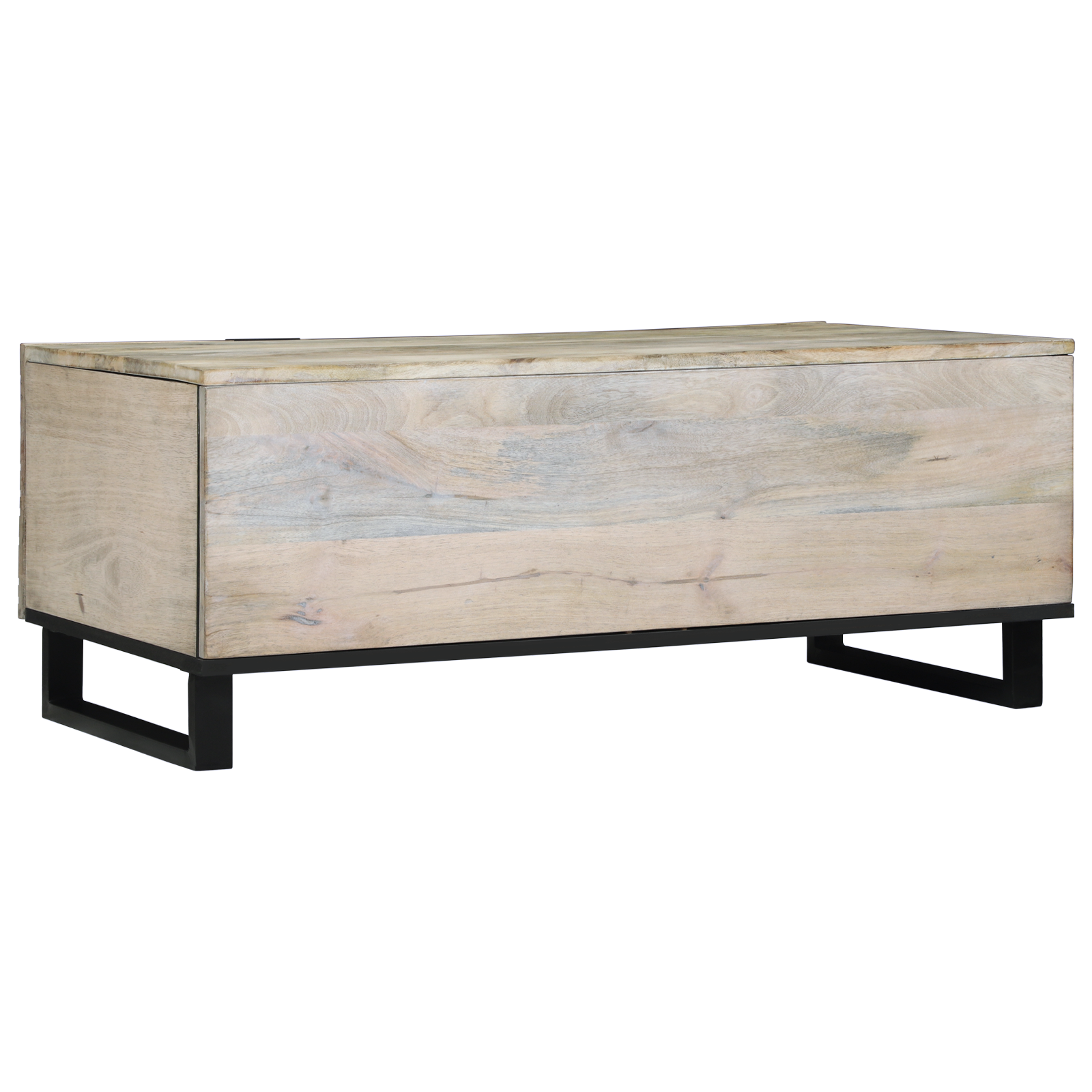 Masă de cafea cu raft cu depozitare cu ușă Alb, Negru 100 x 50 x 40 cm GartenMobel Dekor