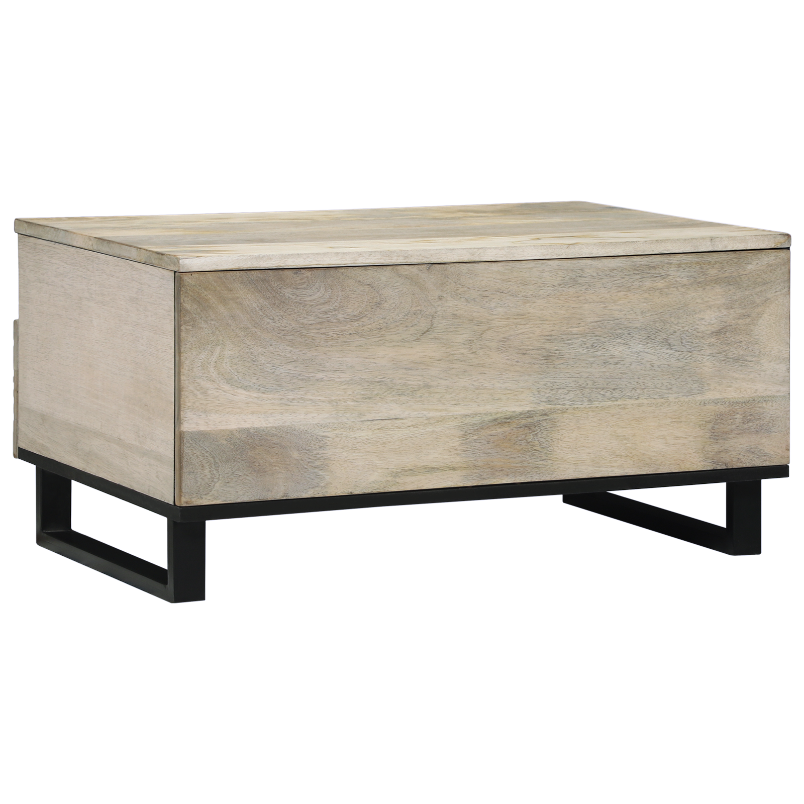 Masă de cafea cu sertar cu depozitare Alb, Negru 80 x 50 x 40 cm GartenMobel Dekor