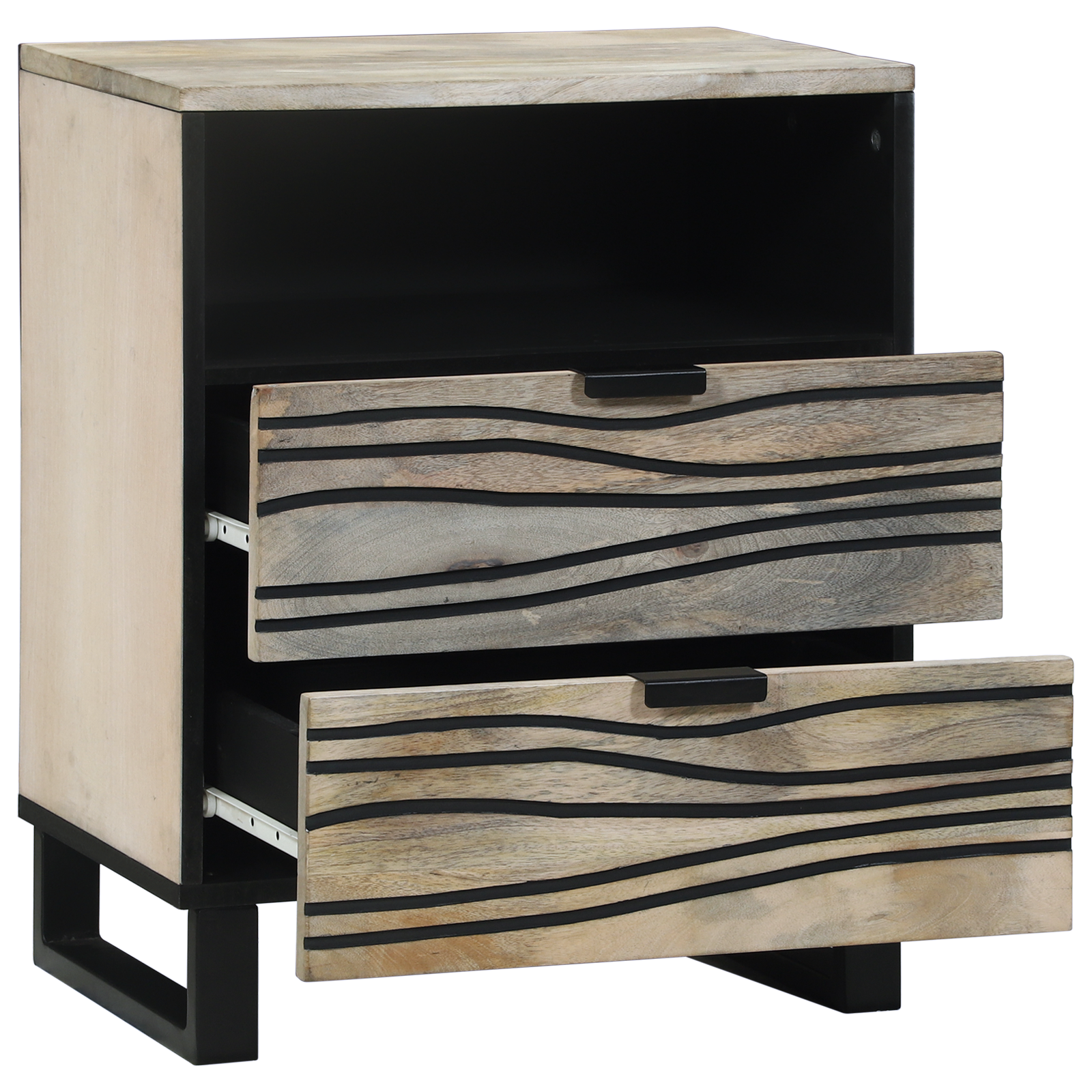 Mese de noptieră cu sertar Alb și negru 50 x 33 x 60 cm GartenMobel Dekor