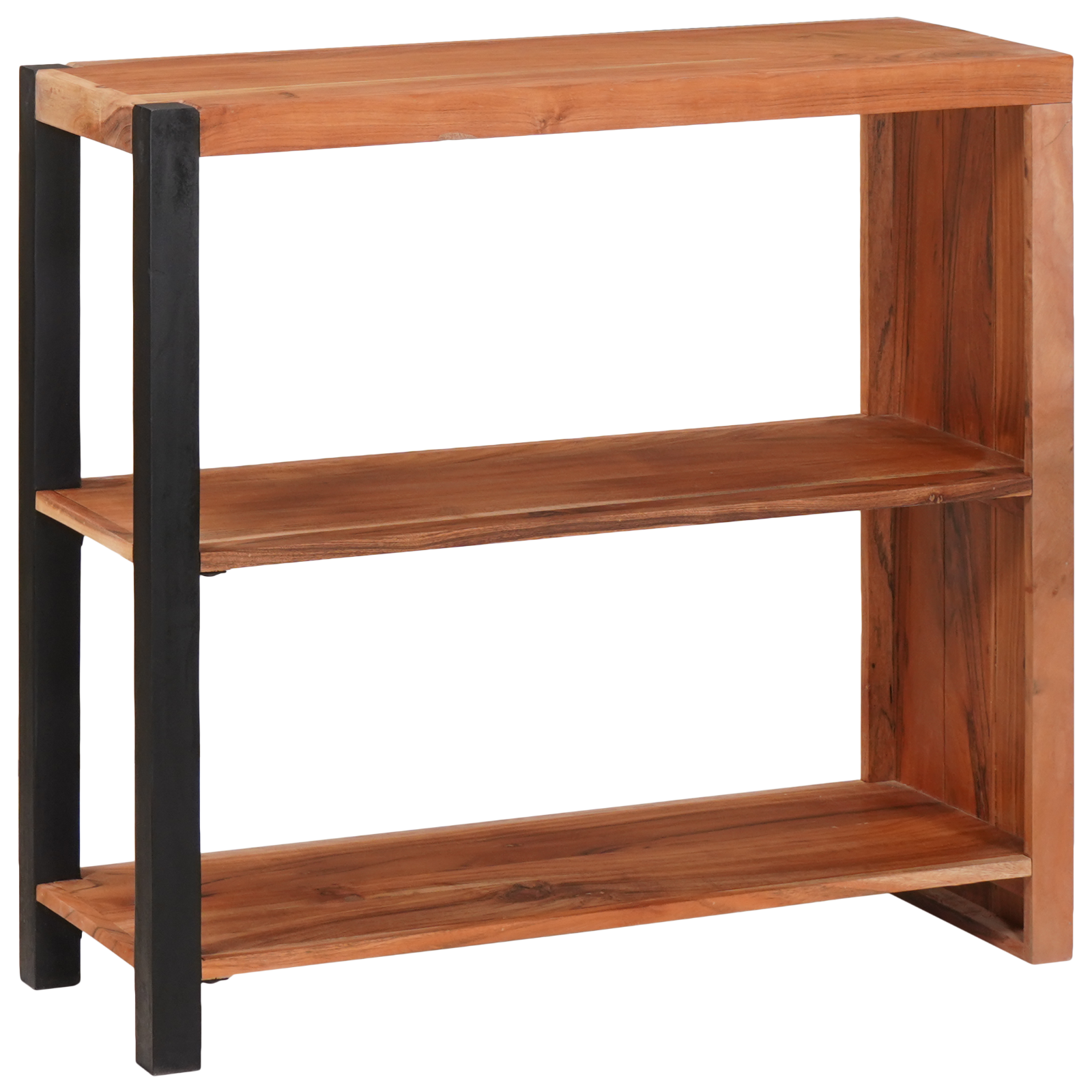 Bibliotecă Maro, Negru 80 x 30 x 110 cm Lemn Solid de Acacia GartenMobel Dekor