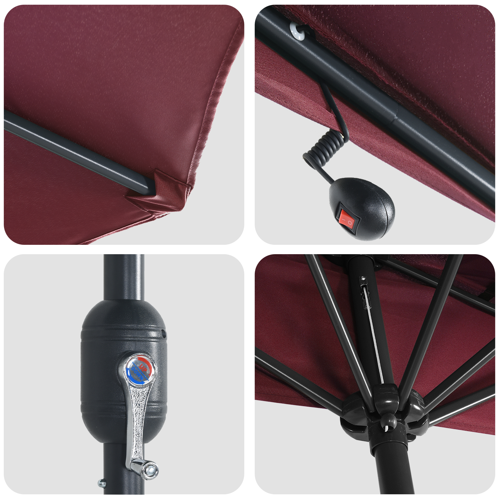 Parasol de Grădină Roșu bordo 294 x 150 x 223 cm țesătură GartenMobel Dekor