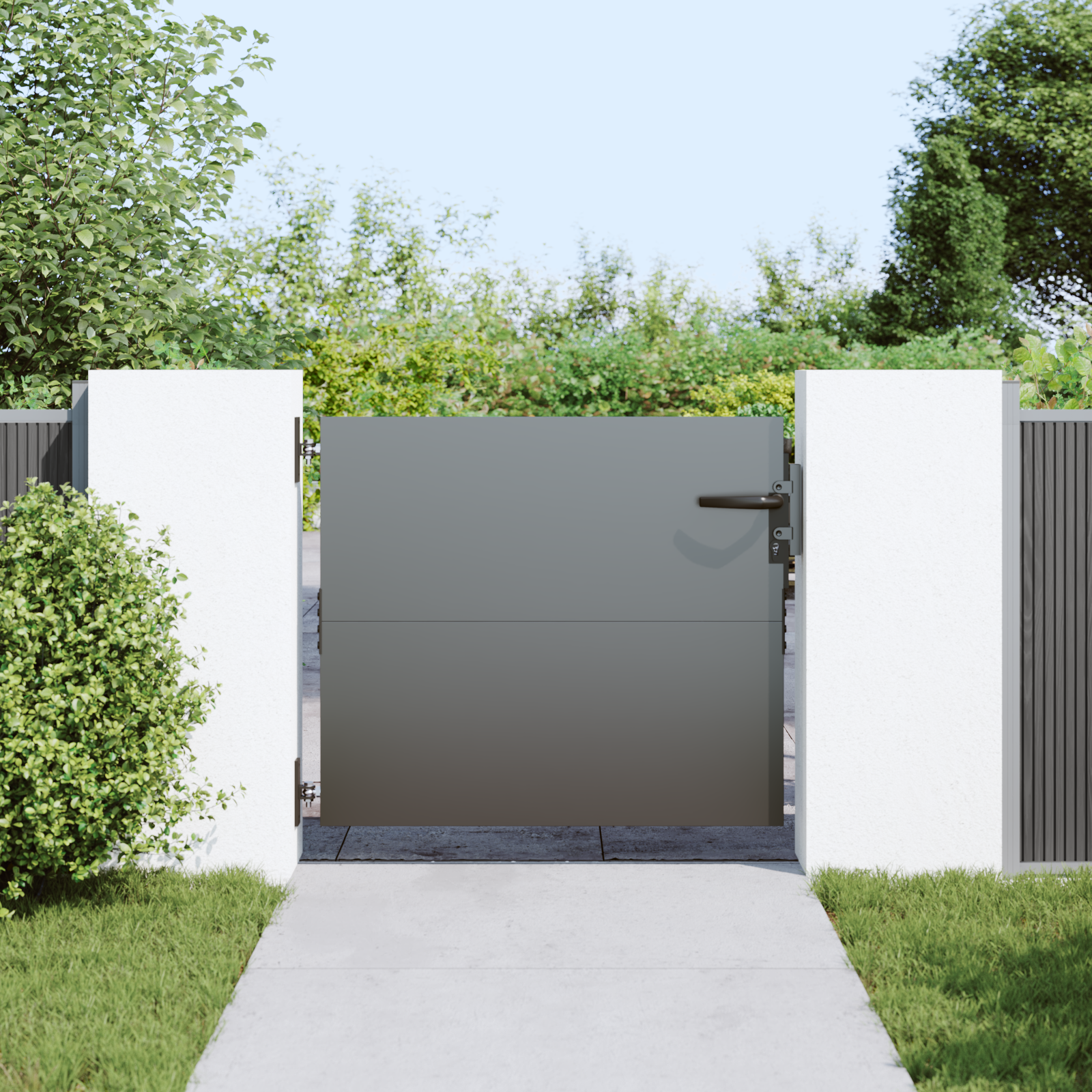 Poartă de grădină Negru 105 x 100 cm Oțel vopsit în pulbere GartenMobel Dekor
