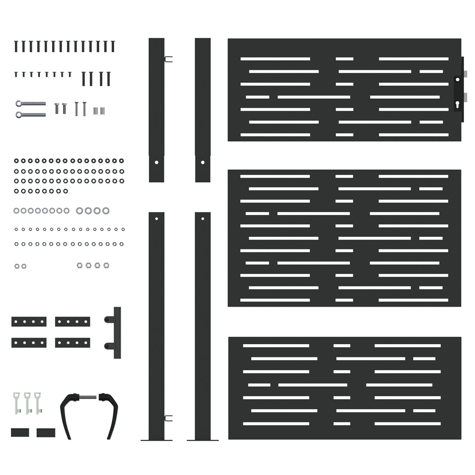 Poartă de grădină Negru 105 x 125 cm Oțel vopsit în pulbere GartenMobel Dekor