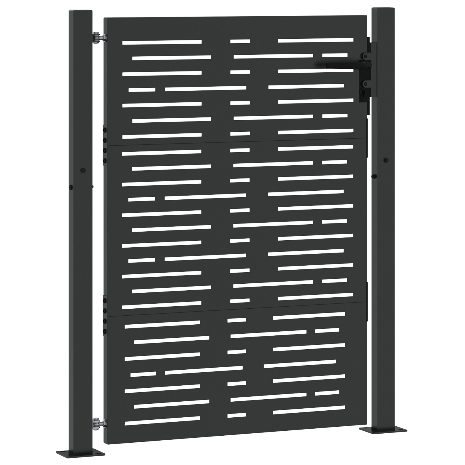 Poartă de grădină Negru 105 x 125 cm Oțel vopsit în pulbere GartenMobel Dekor