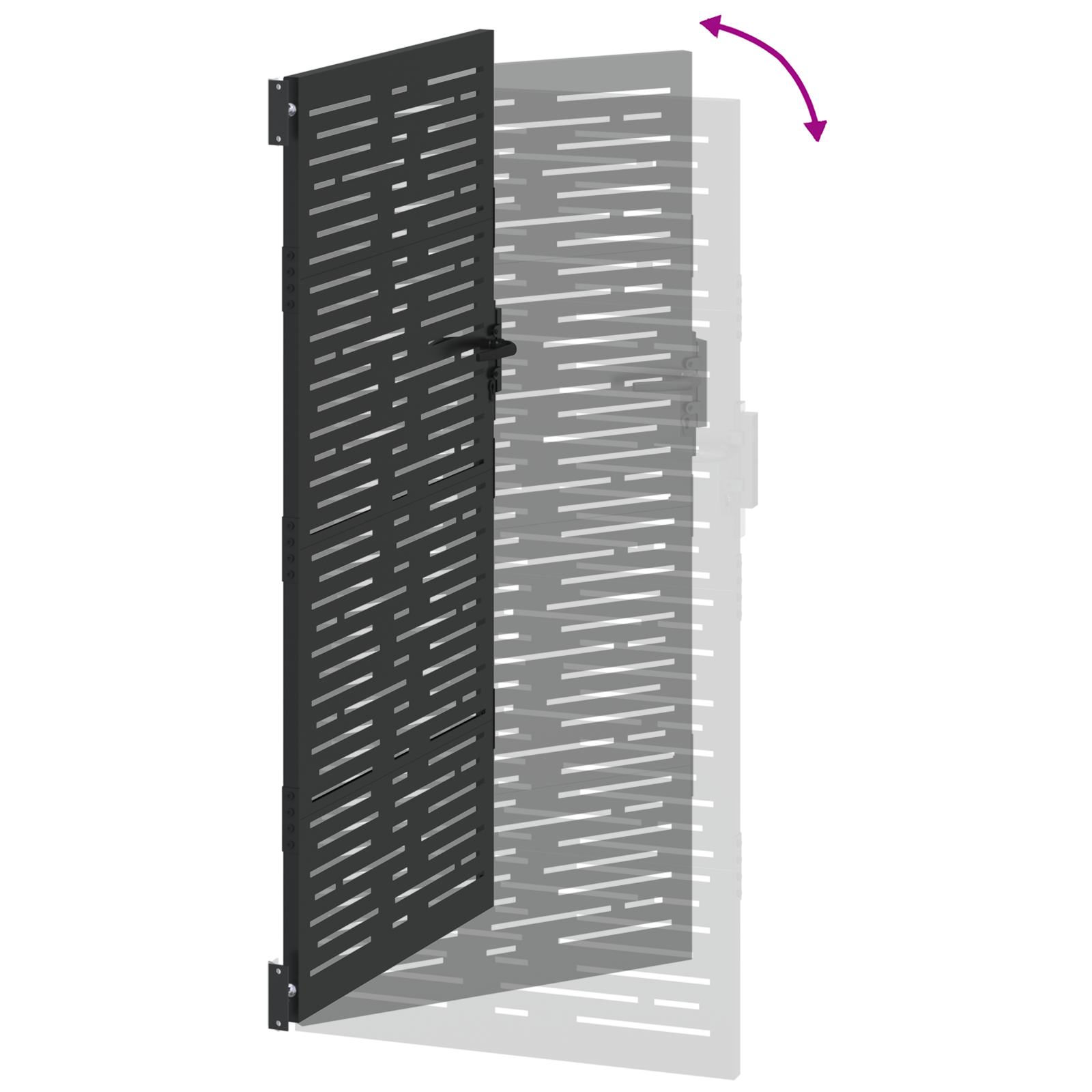 Poartă de grădină Negru 105 x 200 cm Oțel vopsit în pulbere GartenMobel Dekor