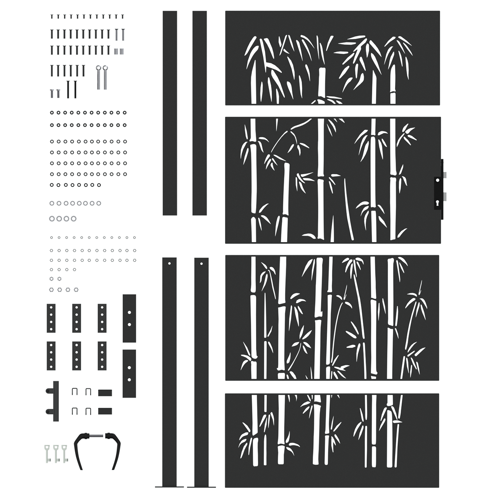 Poartă de grădină Negru 105 x 200 cm Oțel vopsit în pulbere GartenMobel Dekor