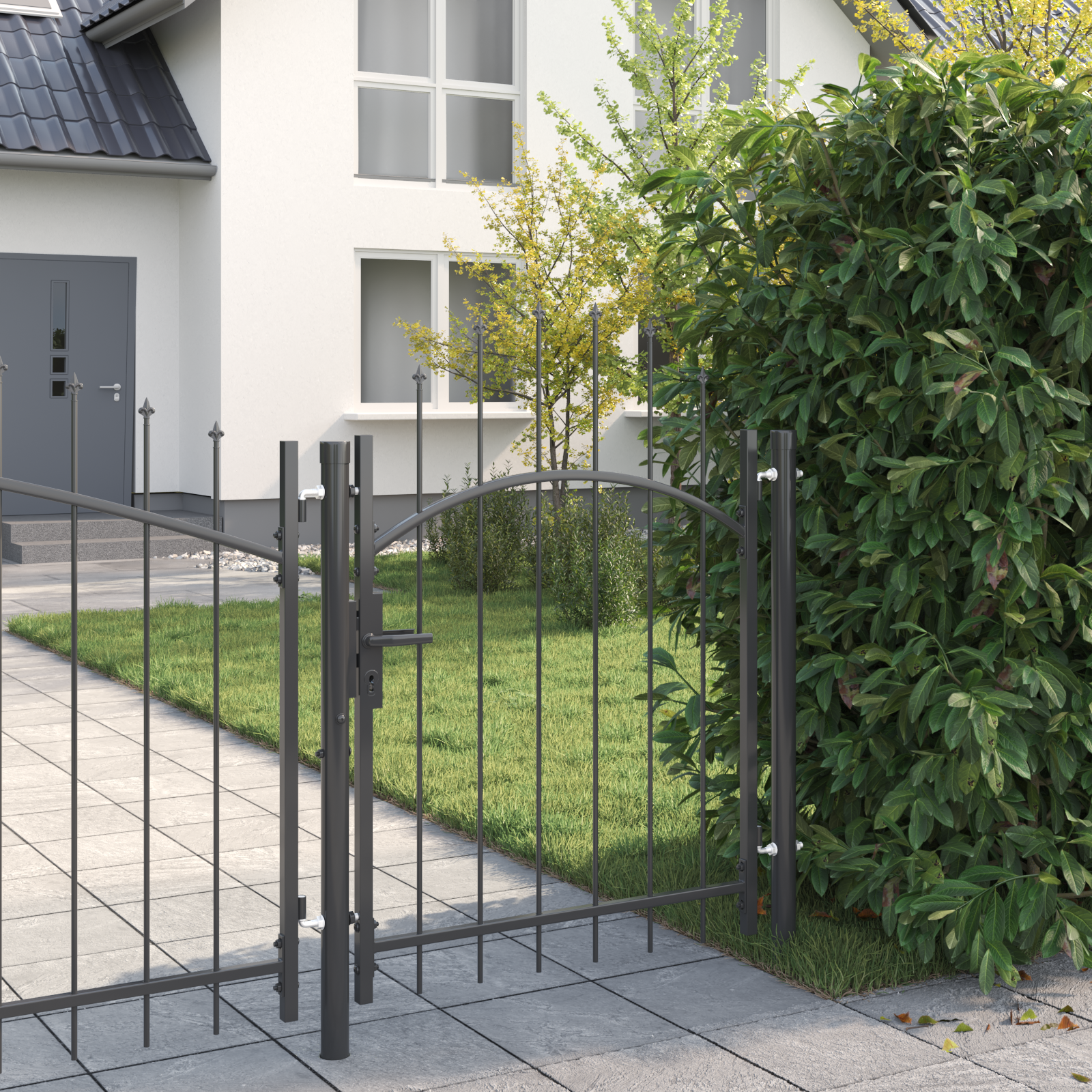 Poartă de grădină cu blocare Gri 100 x 100 cm Oțel GartenMobel Dekor