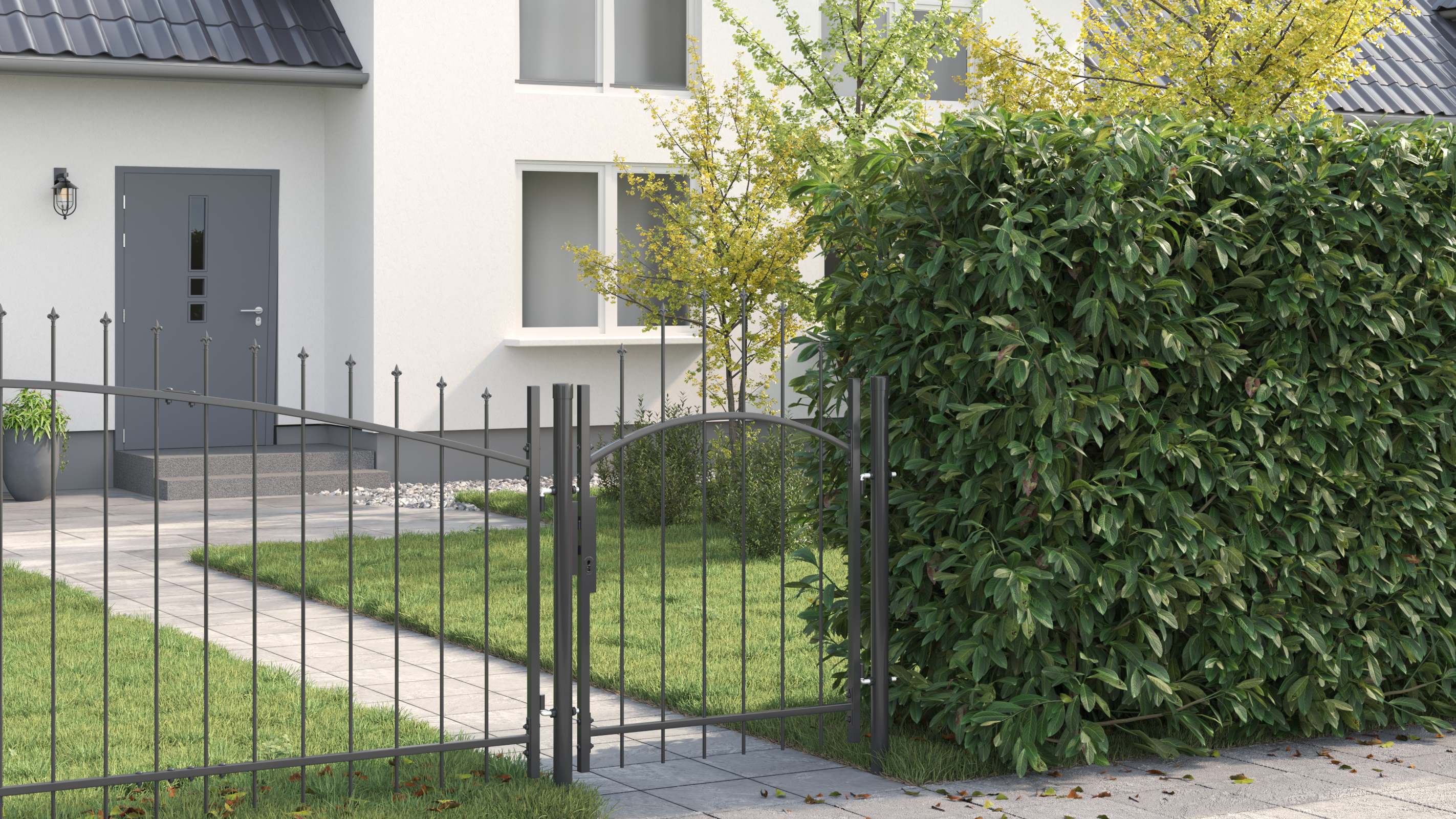 Poartă de grădină cu blocare Gri 100 x 100 cm Oțel GartenMobel Dekor