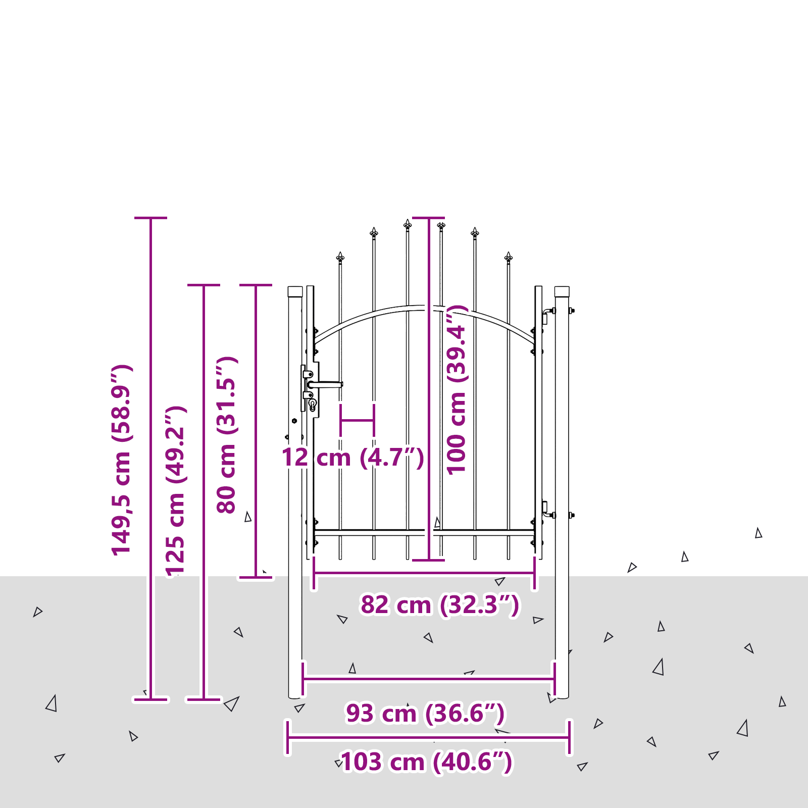 Poartă de grădină cu blocare Gri 100 x 100 cm Oțel GartenMobel Dekor