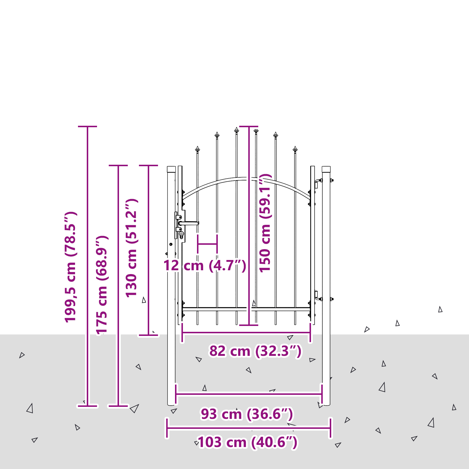 Poartă de grădină cu blocare Gri 150 x 100 cm 100 x 150 cm Oțel GartenMobel Dekor