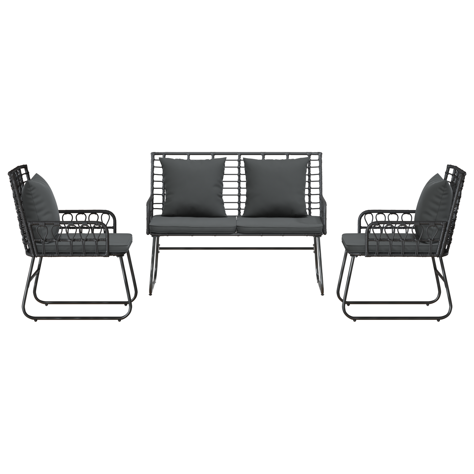 Set de masă pentru grădină cu pernă 3 pcs Negru, Antracit GartenMobel Dekor