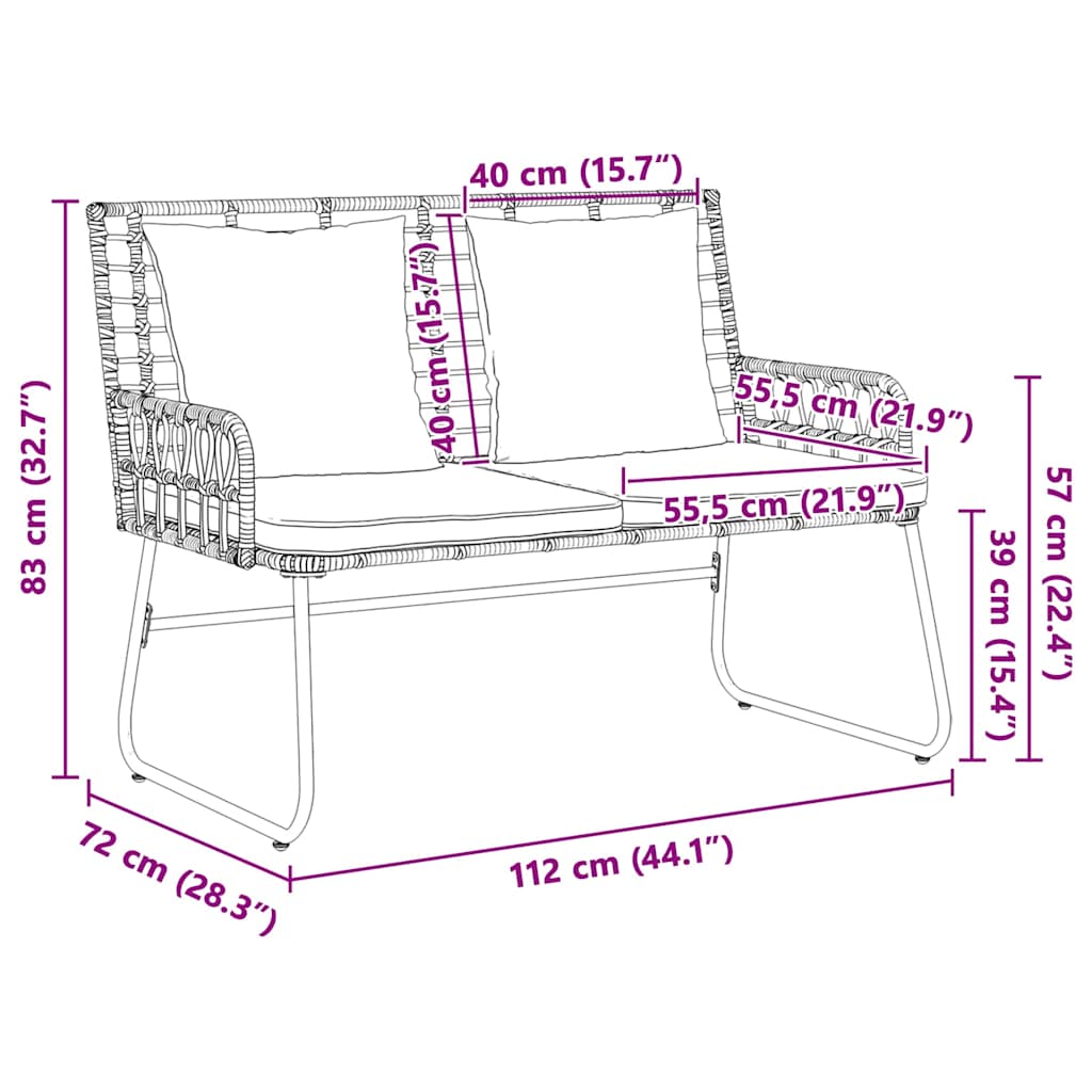 Set de masă pentru grădină cu pernă 3 pcs Negru, Antracit GartenMobel Dekor