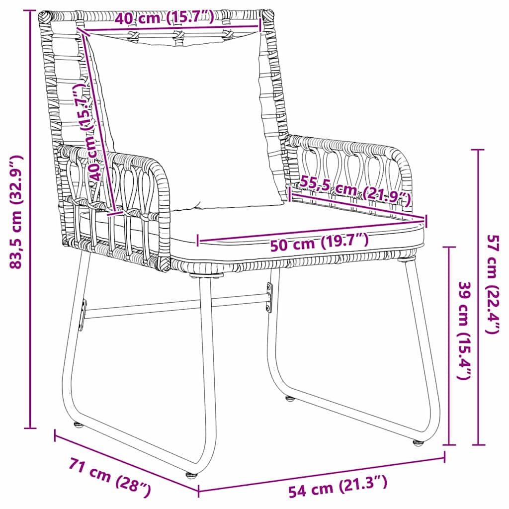 Set de masă pentru grădină cu pernă 3 pcs Negru, Antracit GartenMobel Dekor