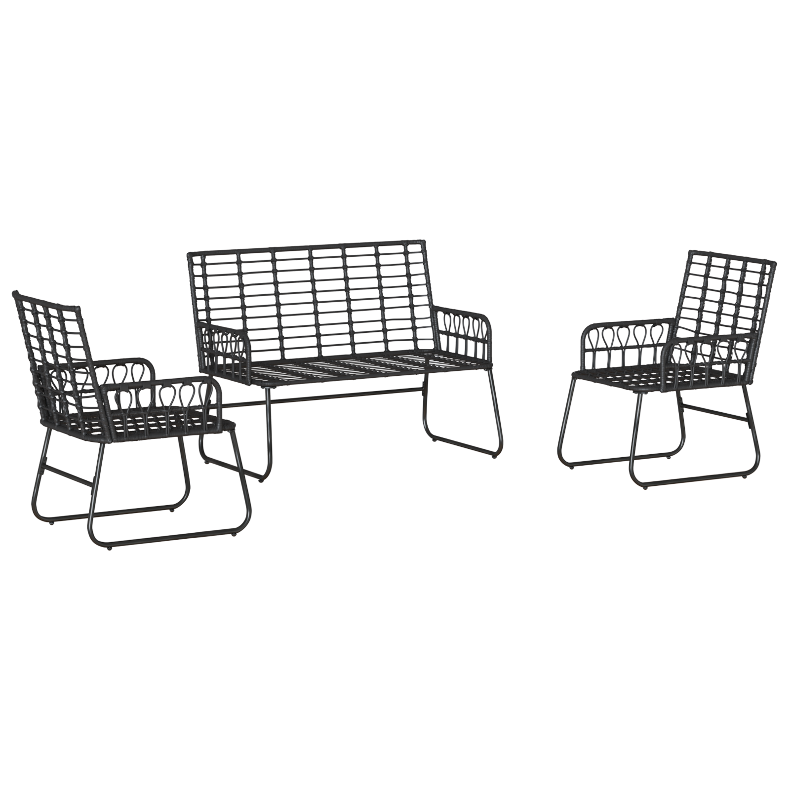 Set de masă pentru grădină cu pernă 3 pcs Negru, Antracit GartenMobel Dekor