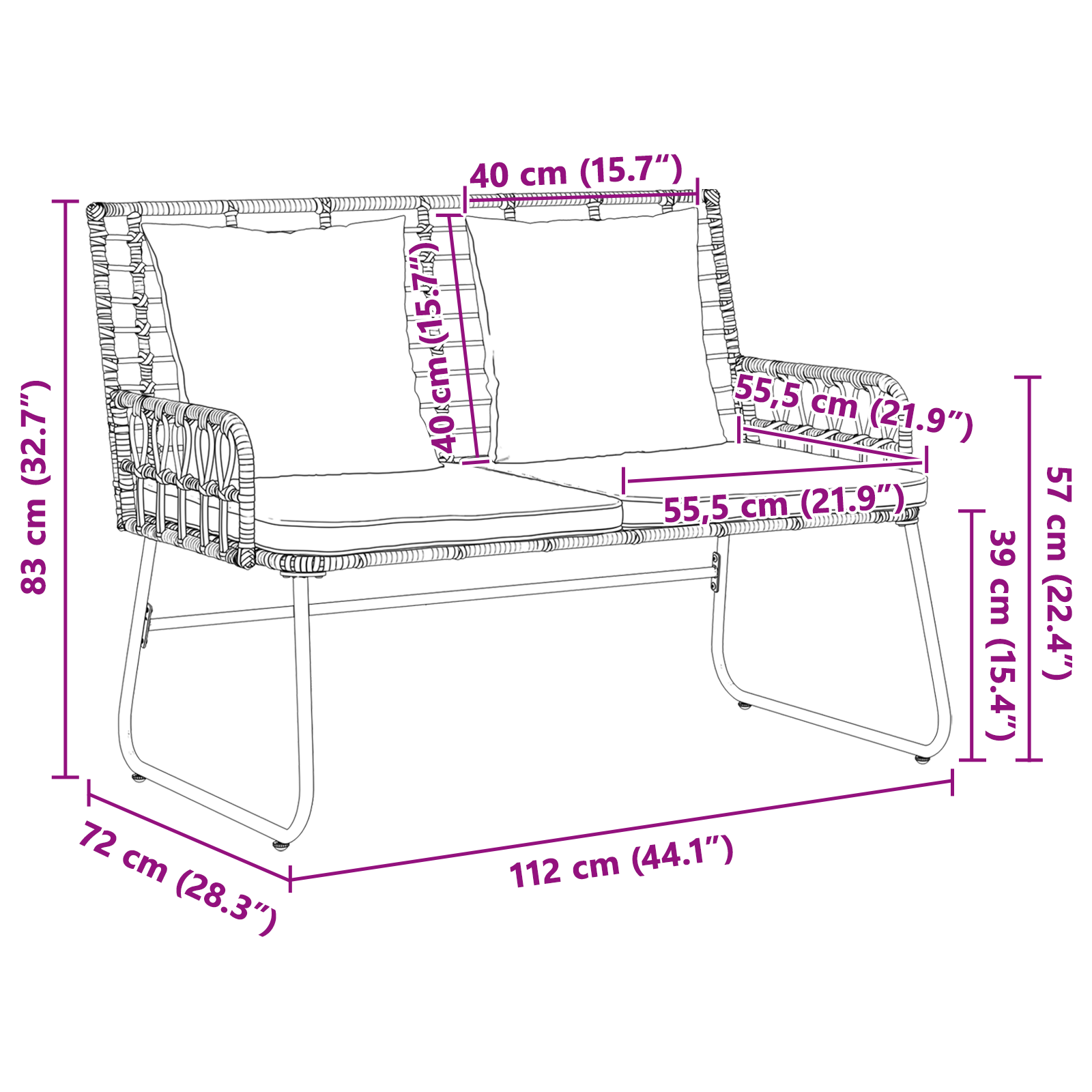 Set de masă pentru grădină cu pernă 3 pcs Negru, Antracit GartenMobel Dekor