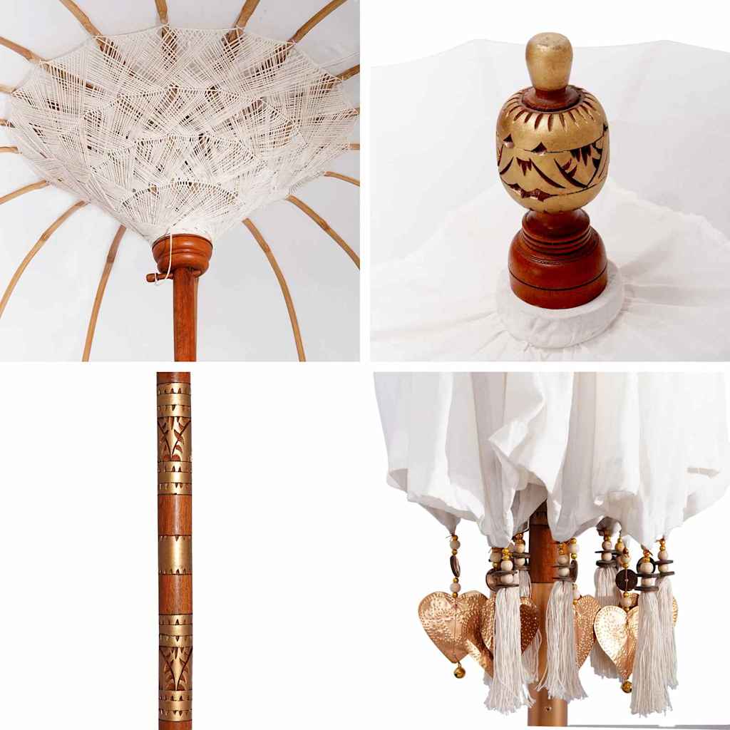 Umbrelă de soare Manual Crem x 250 cm Bumbac și lemn masiv GartenMobel Dekor