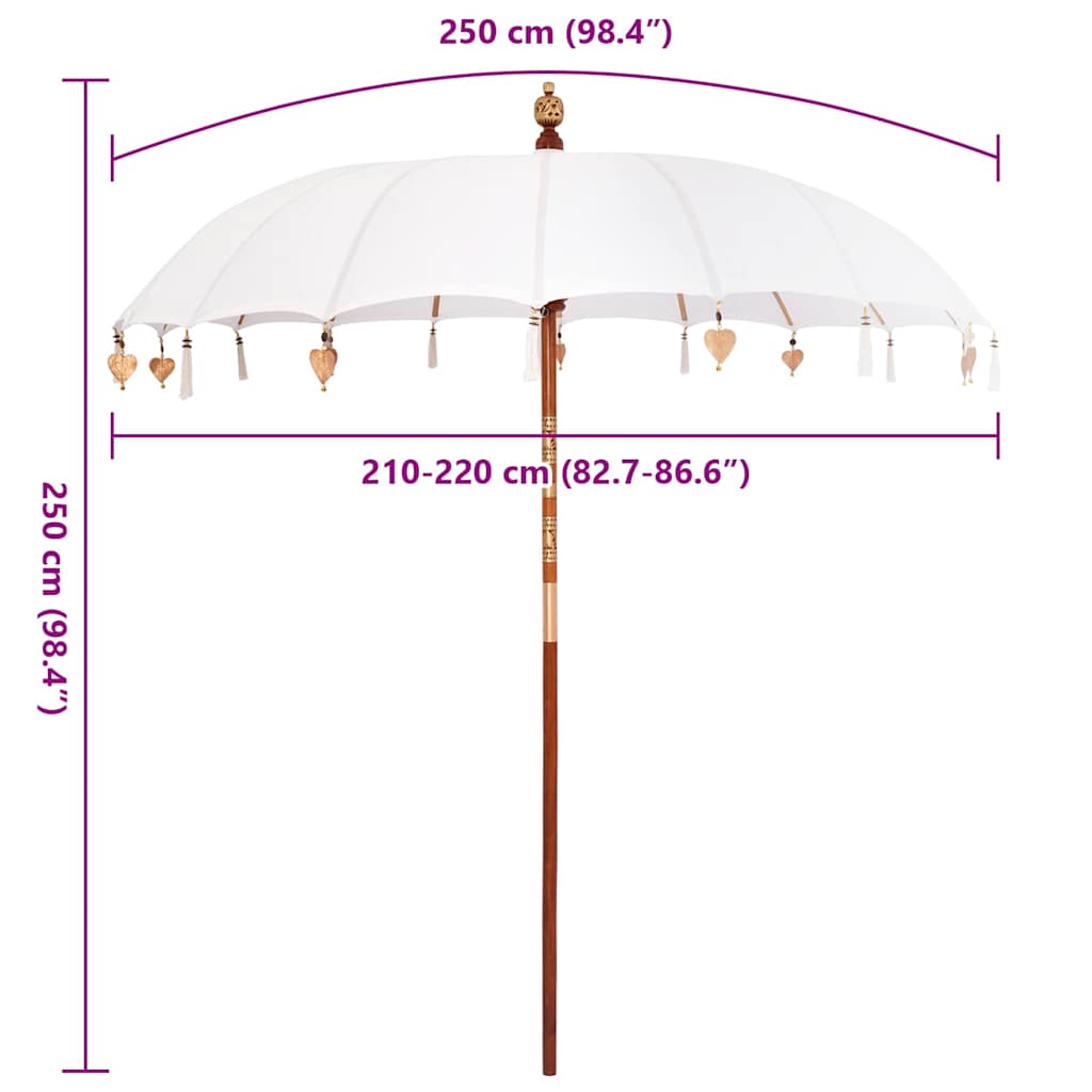 Umbrelă de soare Manual Crem x 250 cm Bumbac și lemn masiv GartenMobel Dekor