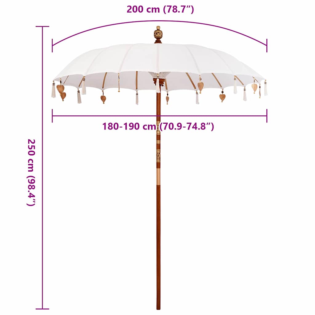 Umbrelă de soare Manual Crem x 250 cm Bumbac și lemn masiv GartenMobel Dekor