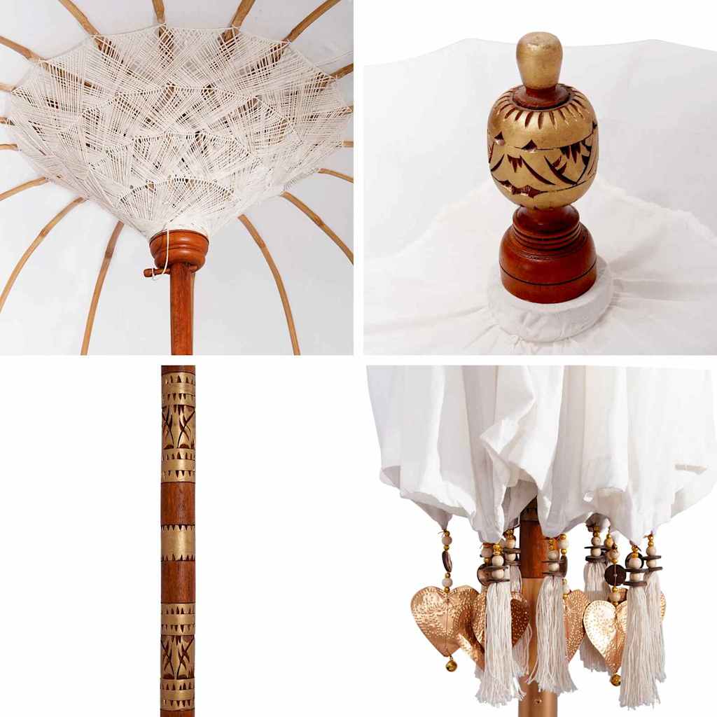 Umbrelă de soare Manual Crem x 250 cm Bumbac și lemn masiv GartenMobel Dekor