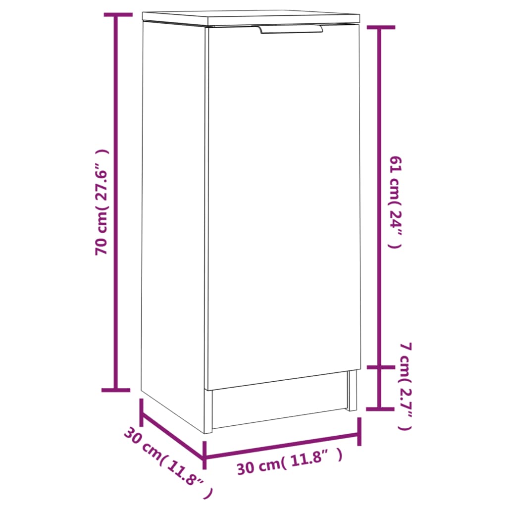 Dulap, stejar fumuriu, 30x30x70 cm, lemn prelucrat GartenMobel Dekor