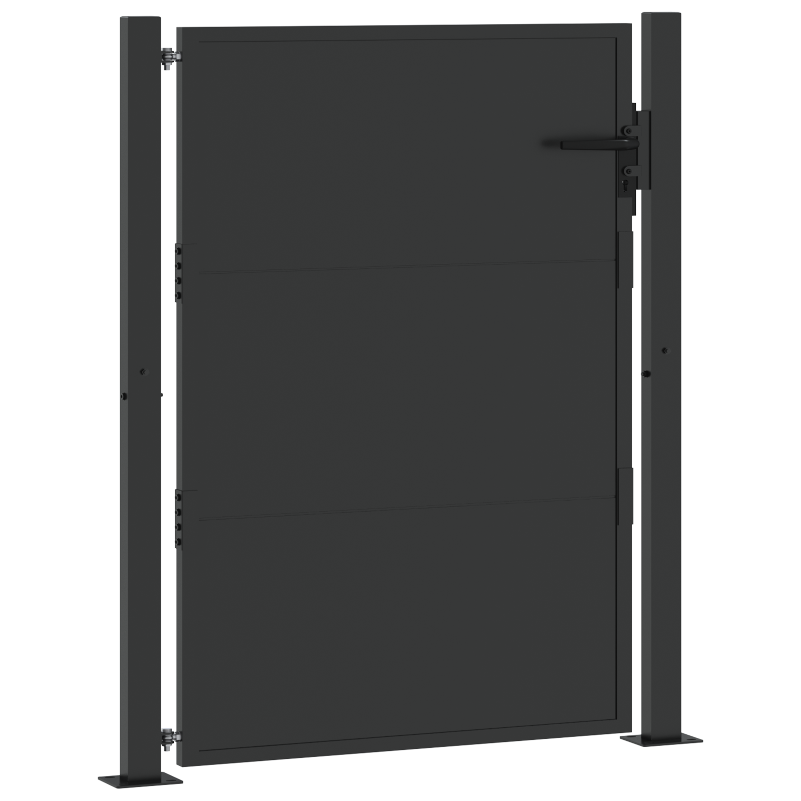 Poartă de grădină Negru 100 x 125 cm Oțel vopsit în pulbere GartenMobel Dekor