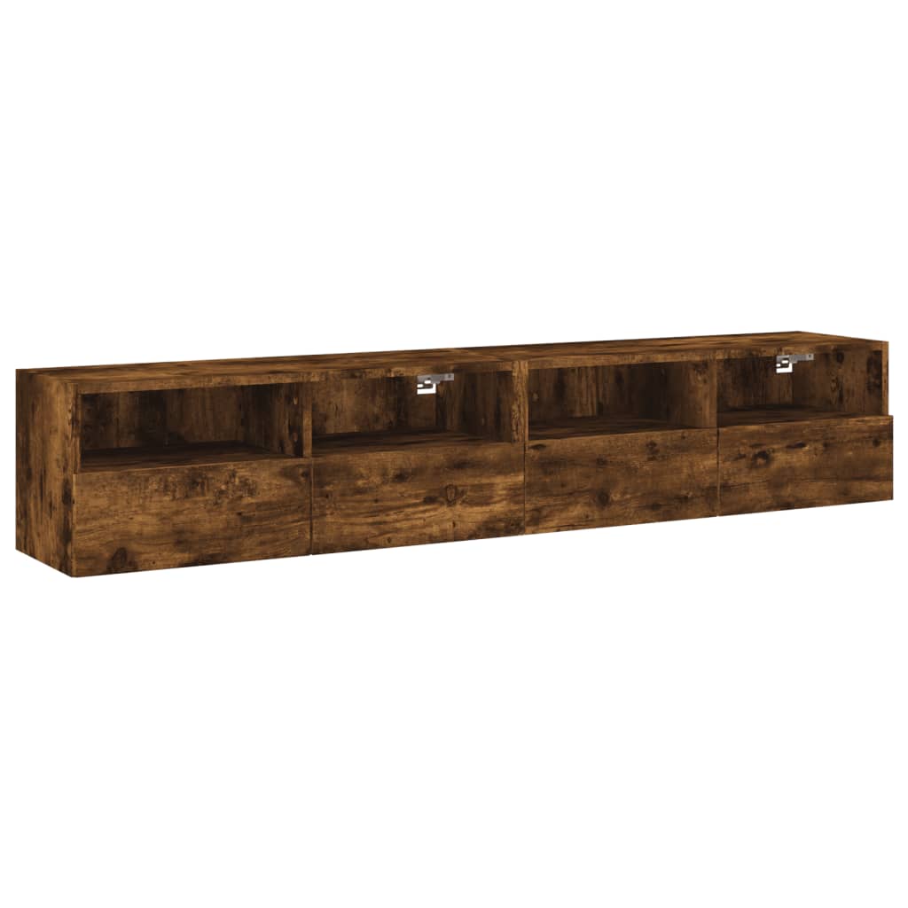 Comodă TV de perete, 2 buc., stejar fumuriu, 80x30x30 cm, lemn GartenMobel Dekor