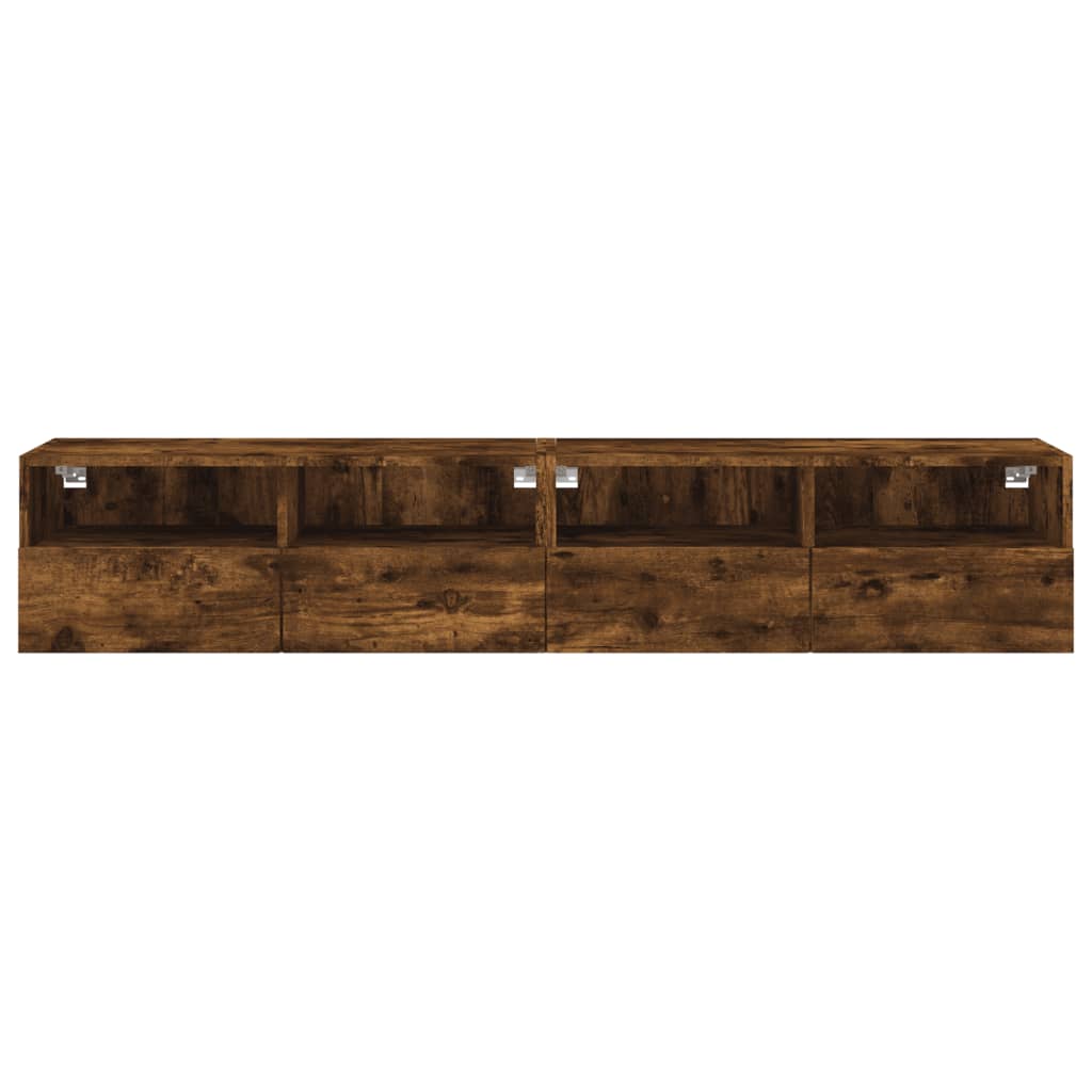 Comodă TV de perete, 2 buc., stejar fumuriu, 80x30x30 cm, lemn GartenMobel Dekor