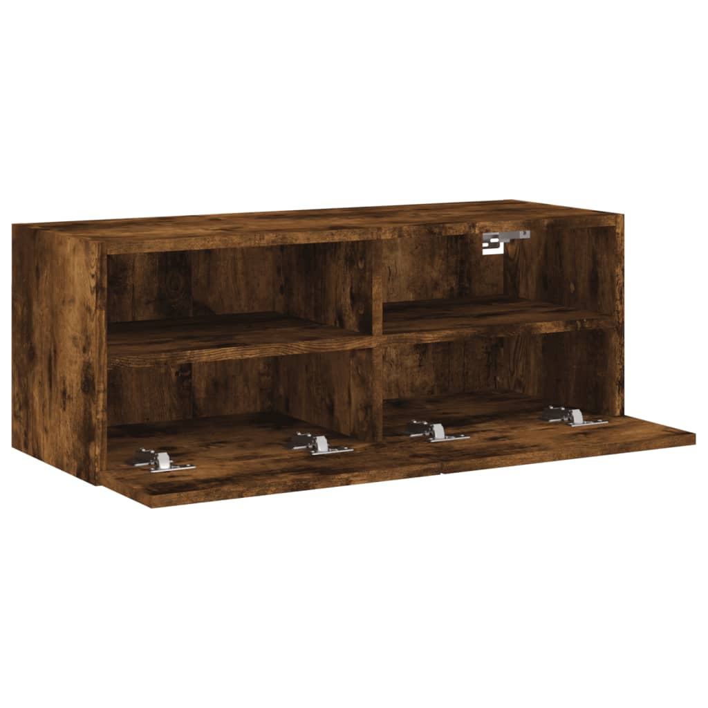 Comodă TV de perete stejar fumuriu 80x30x30 cm lemn prelucrat GartenMobel Dekor
