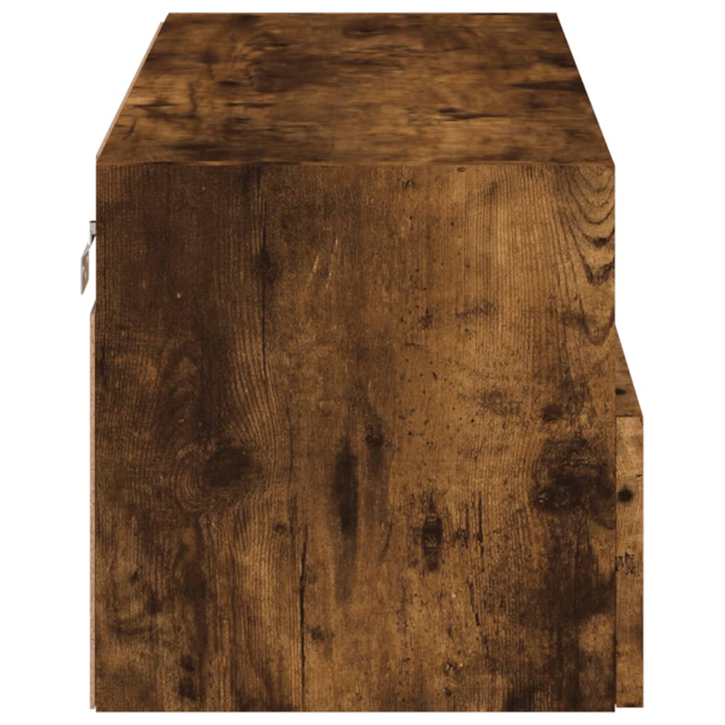 Comodă TV de perete stejar fumuriu 80x30x30 cm lemn prelucrat GartenMobel Dekor