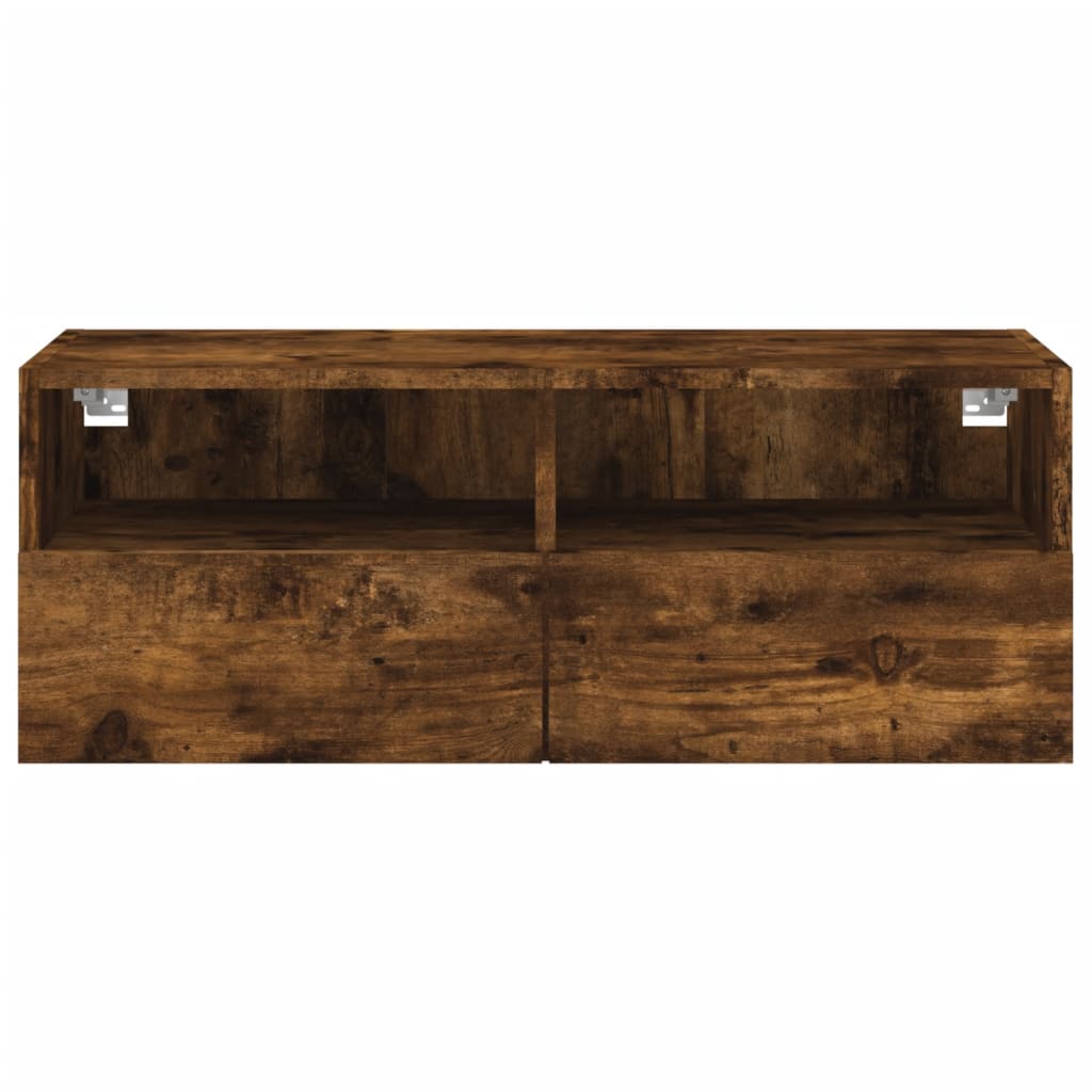 Comodă TV de perete stejar fumuriu 80x30x30 cm lemn prelucrat GartenMobel Dekor