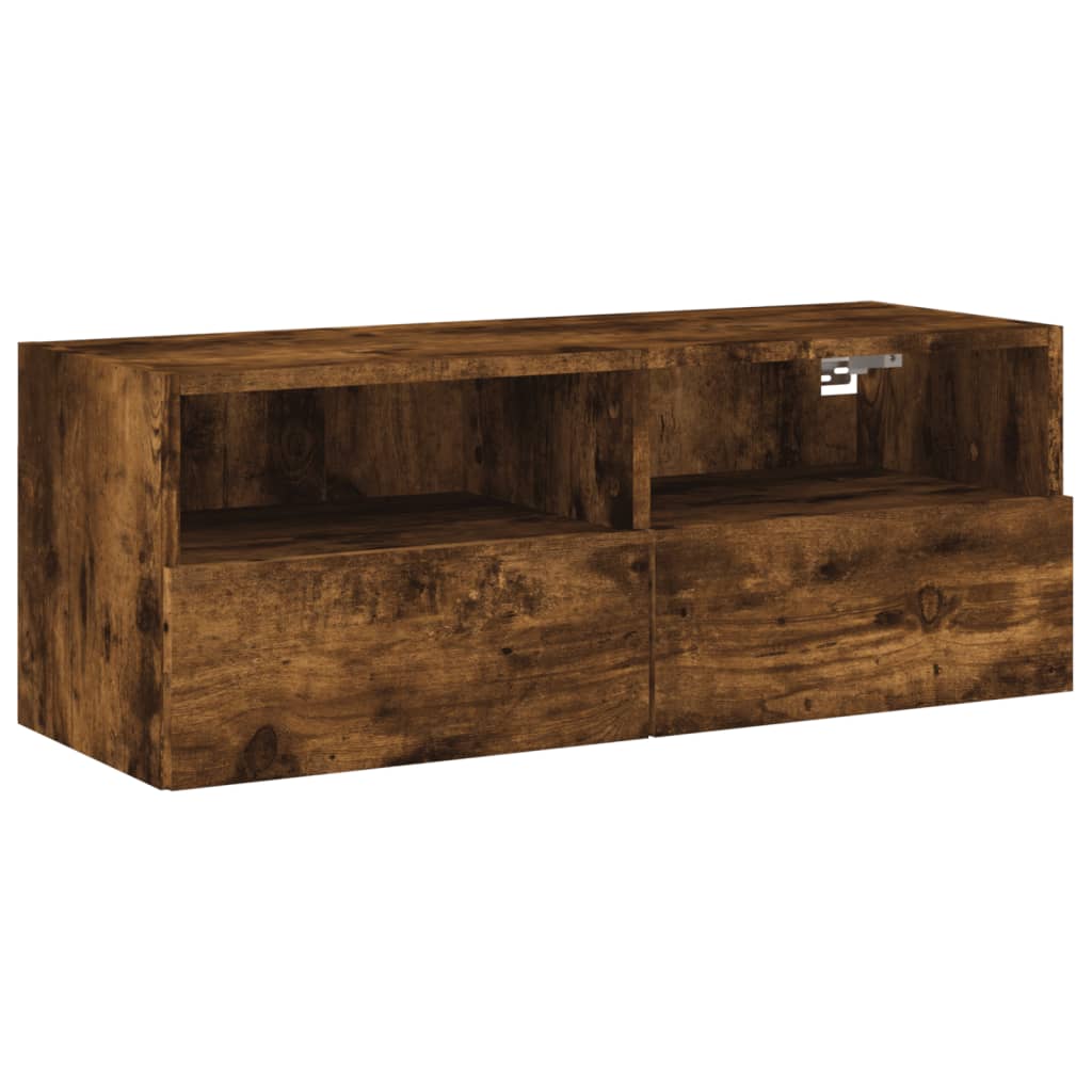 Comodă TV de perete stejar fumuriu 80x30x30 cm lemn prelucrat GartenMobel Dekor