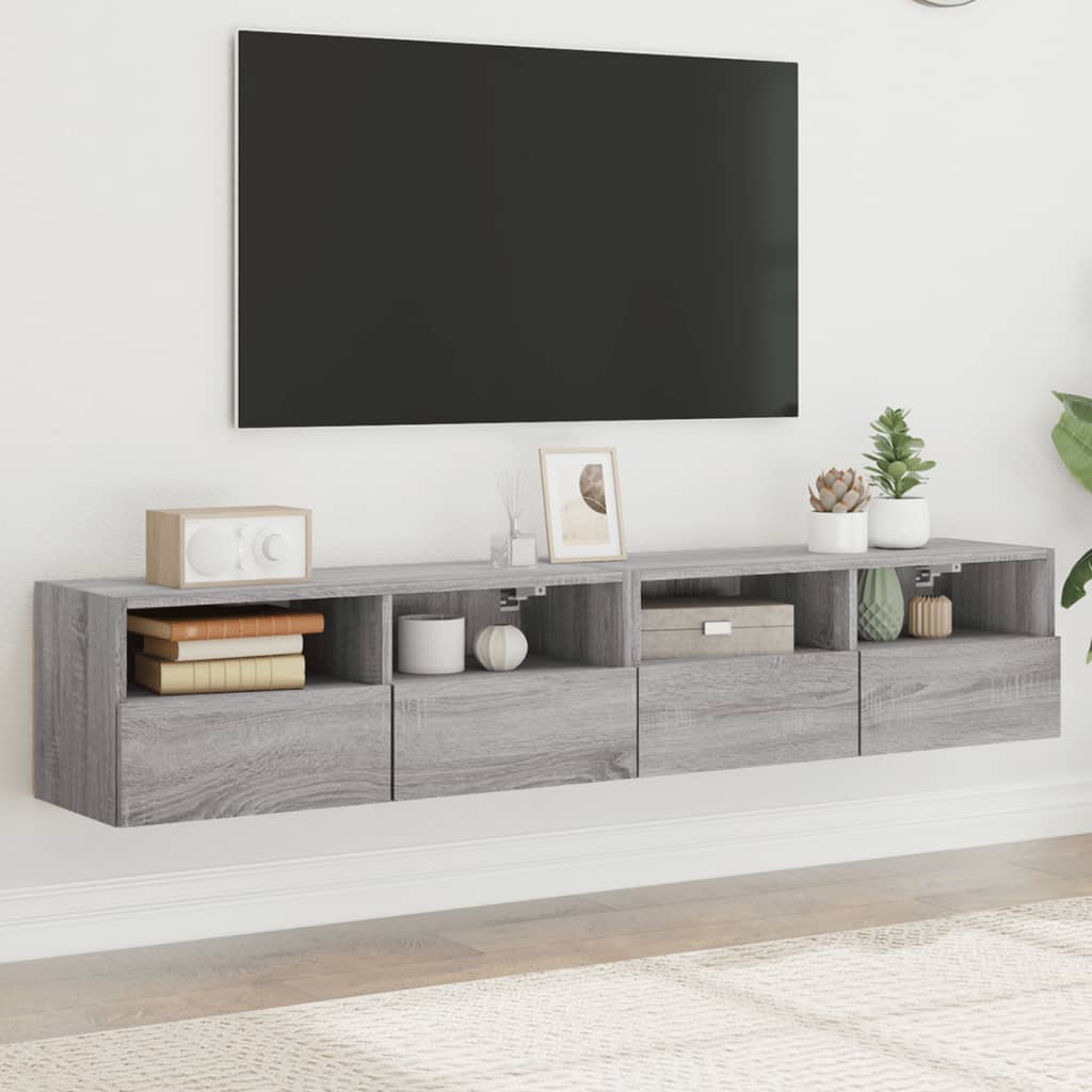 Comode TV de perete, 2 buc., gri sonoma, 80x30x30 cm, lemn GartenMobel Dekor