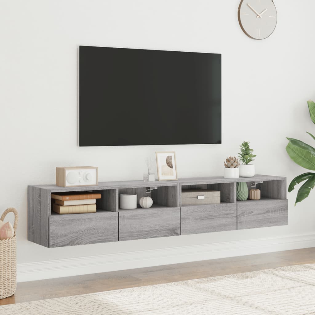 Comode TV de perete, 2 buc., gri sonoma, 80x30x30 cm, lemn GartenMobel Dekor