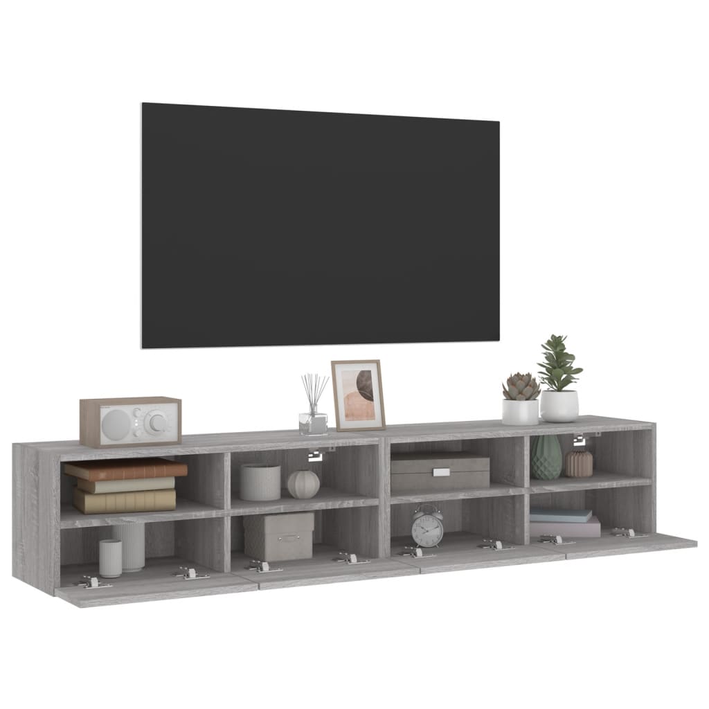 Comode TV de perete, 2 buc., gri sonoma, 80x30x30 cm, lemn GartenMobel Dekor