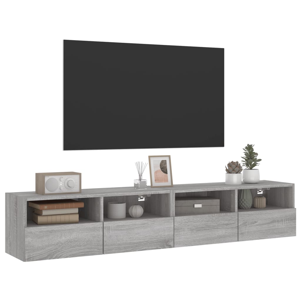 Comode TV de perete, 2 buc., gri sonoma, 80x30x30 cm, lemn GartenMobel Dekor