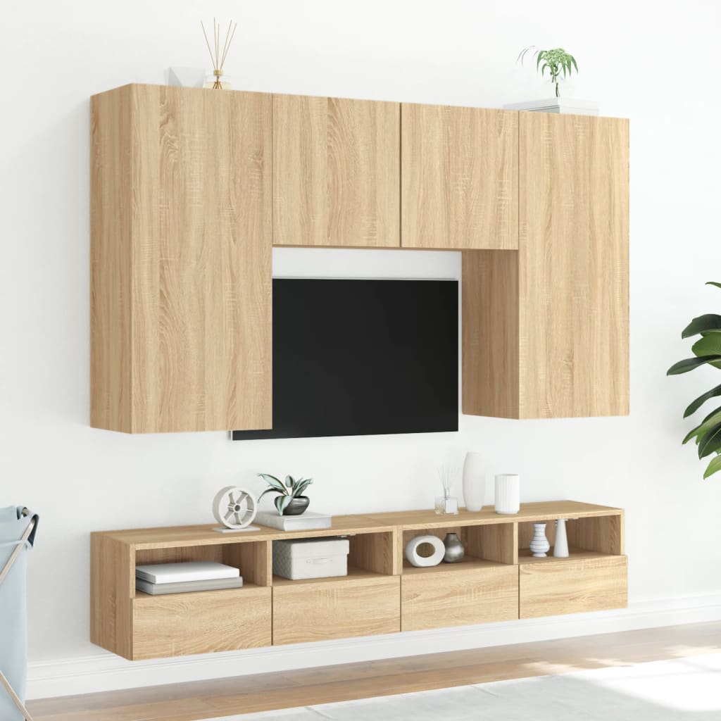 Comode TV de perete, 2 buc., stejar sonoma, 80x30x30 cm, lemn GartenMobel Dekor